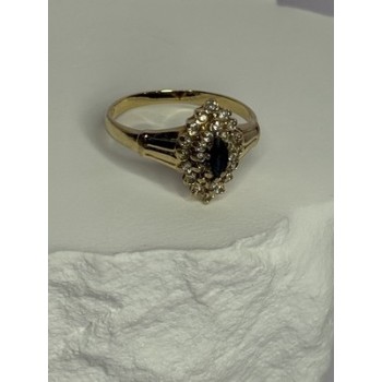 14K YELLOW GOLD SAPPHIRE & DIAMONDS RING SIZE 9