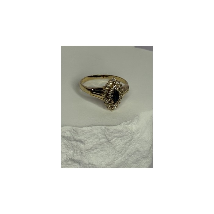 14K YELLOW GOLD SAPPHIRE & DIAMONDS RING SIZE 9