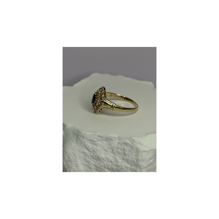 14K YELLOW GOLD SAPPHIRE & DIAMONDS RING SIZE 9