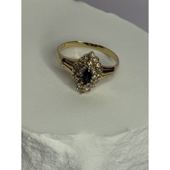 14K YELLOW GOLD SAPPHIRE & DIAMONDS RING SIZE 9