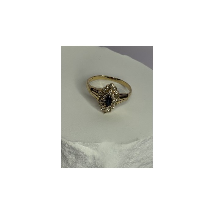 14K YELLOW GOLD SAPPHIRE & DIAMONDS RING SIZE 9