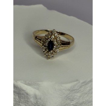 14K YELLOW GOLD SAPPHIRE & DIAMONDS RING SIZE 9