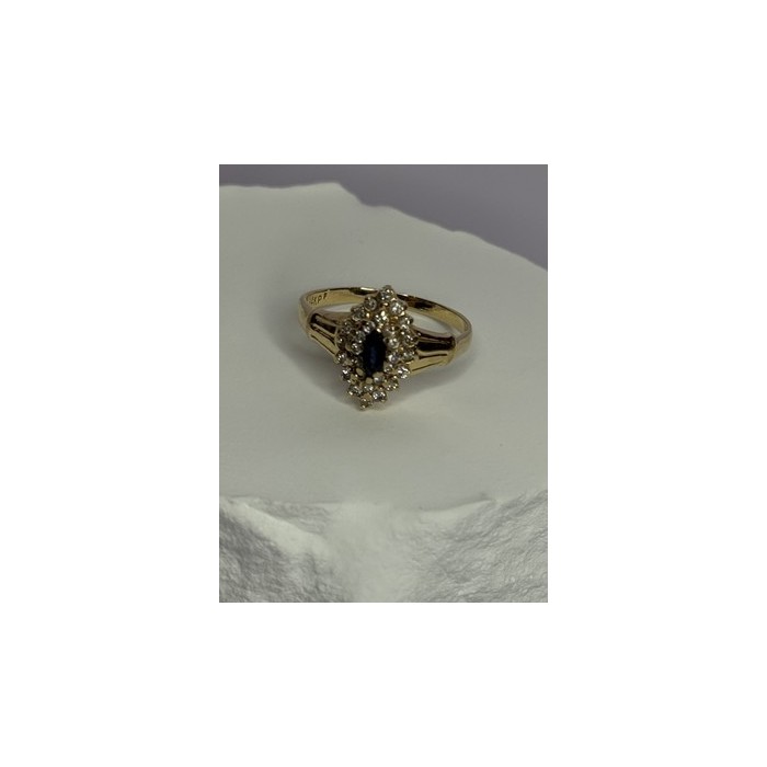 14K YELLOW GOLD SAPPHIRE & DIAMONDS RING SIZE 9