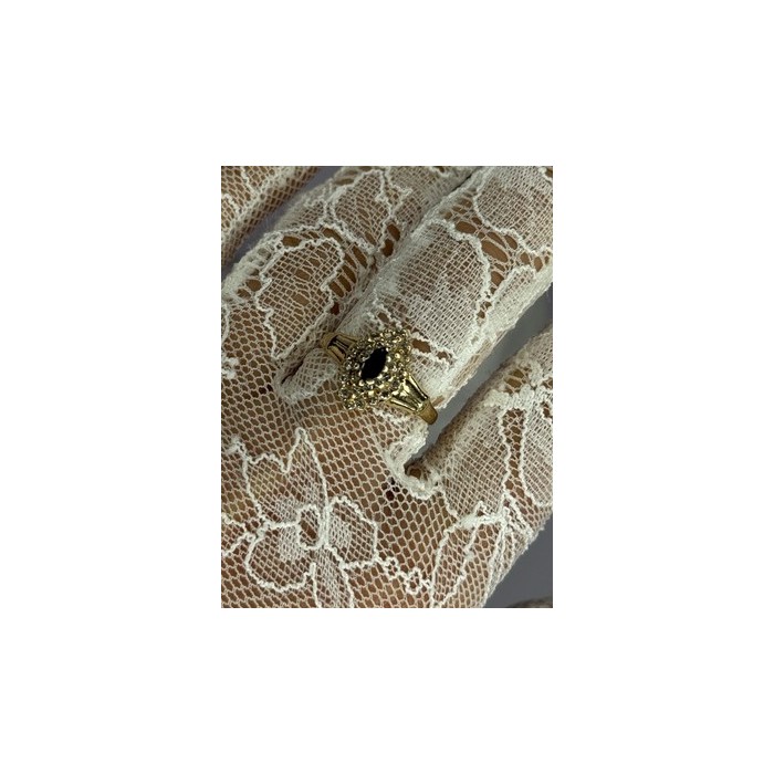 14K YELLOW GOLD SAPPHIRE & DIAMONDS RING SIZE 9