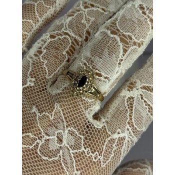 14K YELLOW GOLD SAPPHIRE & DIAMONDS RING SIZE 9