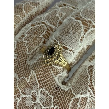 14K YELLOW GOLD SAPPHIRE & DIAMONDS RING SIZE 9