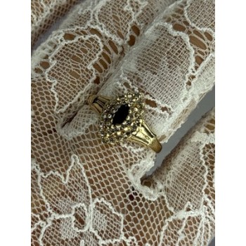 14K YELLOW GOLD SAPPHIRE & DIAMONDS RING SIZE 9