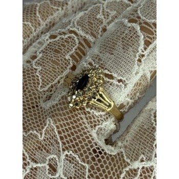 14K YELLOW GOLD SAPPHIRE & DIAMONDS RING SIZE 9