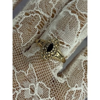 14K YELLOW GOLD SAPPHIRE & DIAMONDS RING SIZE 9