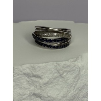 14K WHITE GOLD SAPPHIRE & DIAMONDS RING SIZE 8