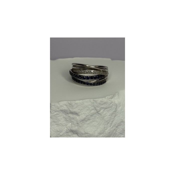 14K WHITE GOLD SAPPHIRE & DIAMONDS RING SIZE 8