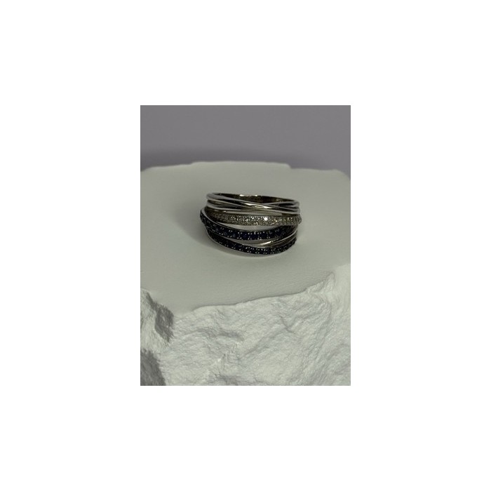 14K WHITE GOLD SAPPHIRE & DIAMONDS RING SIZE 8