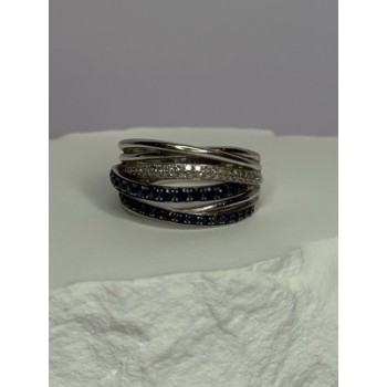 14K WHITE GOLD SAPPHIRE & DIAMONDS RING SIZE 8