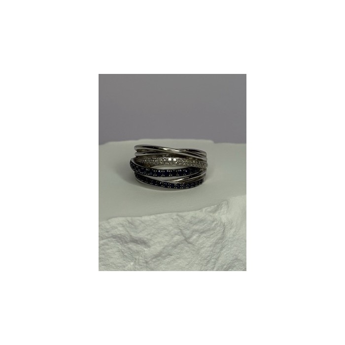 14K WHITE GOLD SAPPHIRE & DIAMONDS RING SIZE 8