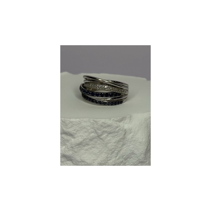 14K WHITE GOLD SAPPHIRE & DIAMONDS RING SIZE 8