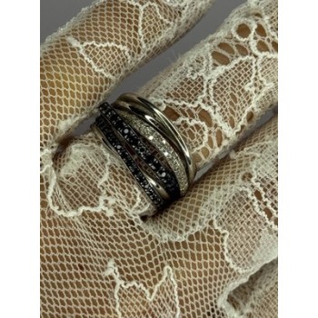 14K WHITE GOLD SAPPHIRE & DIAMONDS RING SIZE 8