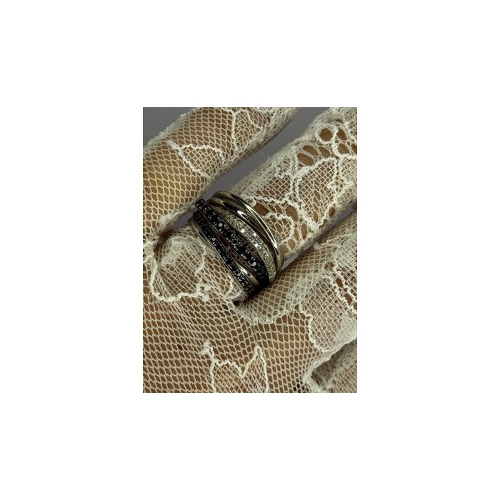 14K WHITE GOLD SAPPHIRE & DIAMONDS RING SIZE 8