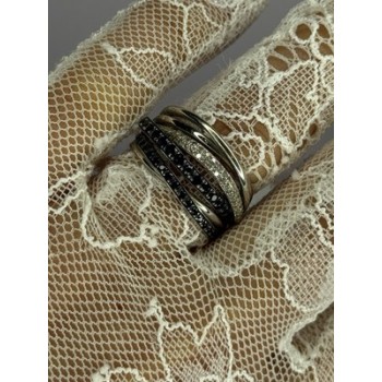 14K WHITE GOLD SAPPHIRE & DIAMONDS RING SIZE 8