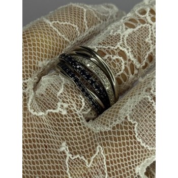 14K WHITE GOLD SAPPHIRE & DIAMONDS RING SIZE 8