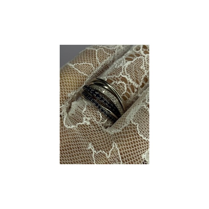 14K WHITE GOLD SAPPHIRE & DIAMONDS RING SIZE 8