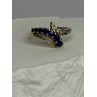 10K YELLOW GOLD BLUE TOPAZ & WHITE TOPAZ RING SIZE 8