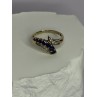 10K YELLOW GOLD BLUE TOPAZ & WHITE TOPAZ RING SIZE 8