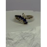 10K YELLOW GOLD BLUE TOPAZ & WHITE TOPAZ RING SIZE 8