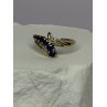 10K YELLOW GOLD BLUE TOPAZ & WHITE TOPAZ RING SIZE 8