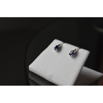 10K WHITE GOLD LONDON BLUE TOPAZ & DIAMONDS EARRINGS