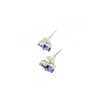10K WHITE GOLD LONDON BLUE TOPAZ & DIAMONDS EARRINGS