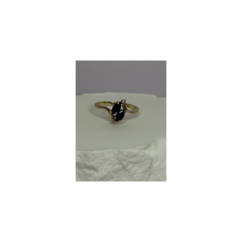 14K YELLOW GOLD SAPPHIRE & DIAMOND RING SIZE 7.5