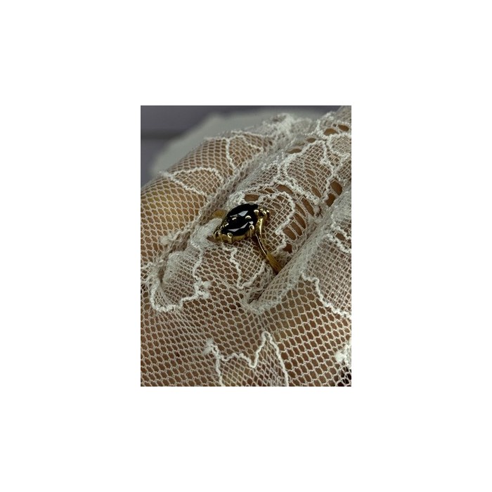 14K YELLOW GOLD SAPPHIRE & DIAMOND RING SIZE 7.5