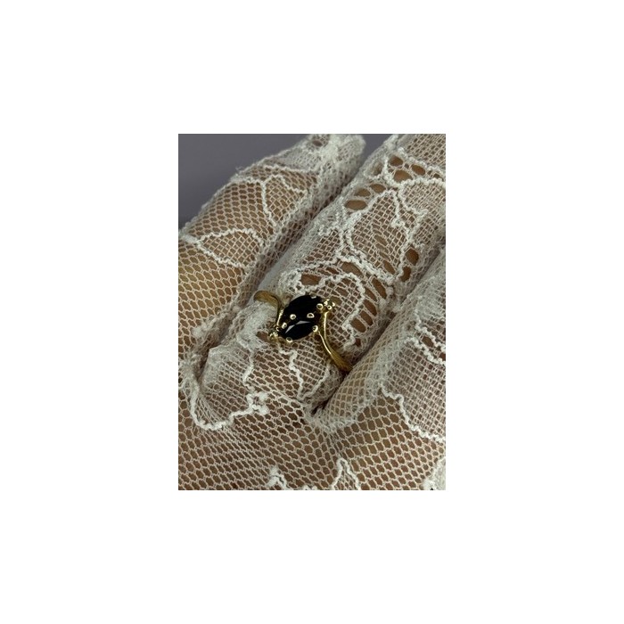 14K YELLOW GOLD SAPPHIRE & DIAMOND RING SIZE 7.5