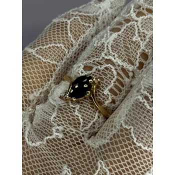 14K YELLOW GOLD SAPPHIRE & DIAMOND RING SIZE 7.5