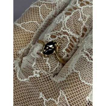 14K YELLOW GOLD SAPPHIRE & DIAMOND RING SIZE 7.5