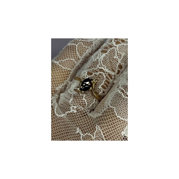 14K YELLOW GOLD SAPPHIRE & DIAMOND RING SIZE 7.5