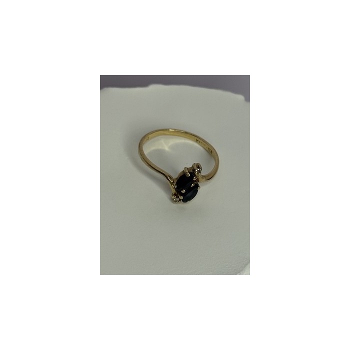14K YELLOW GOLD SAPPHIRE & DIAMOND RING SIZE 7.5