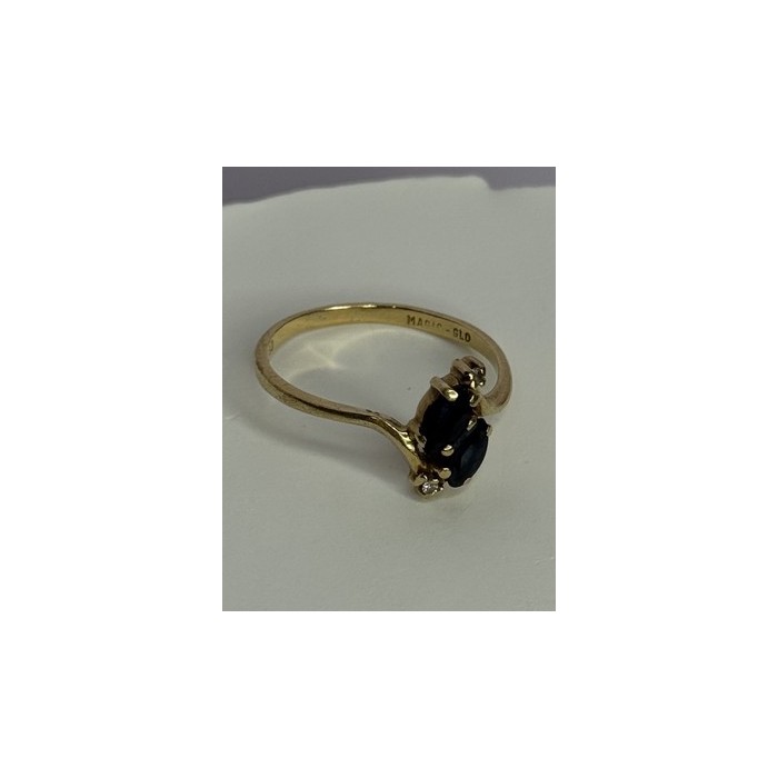 14K YELLOW GOLD SAPPHIRE & DIAMOND RING SIZE 7.5