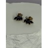 14K YELLOW GOLD SAPPHIRE & DIAMOND DREAM EARRINGS LENGTH 0.4 INCH