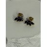 14K YELLOW GOLD SAPPHIRE & DIAMOND DREAM EARRINGS LENGTH 0.4 INCH