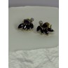 14K YELLOW GOLD SAPPHIRE & DIAMOND DREAM EARRINGS LENGTH 0.4 INCH