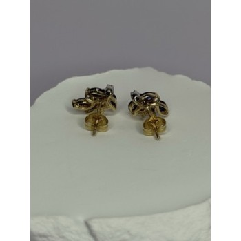 14K YELLOW GOLD SAPPHIRE & DIAMOND DREAM EARRINGS LENGTH 0.4 INCH