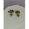 14K YELLOW GOLD SAPPHIRE & DIAMOND DREAM EARRINGS LENGTH 0.4 INCH