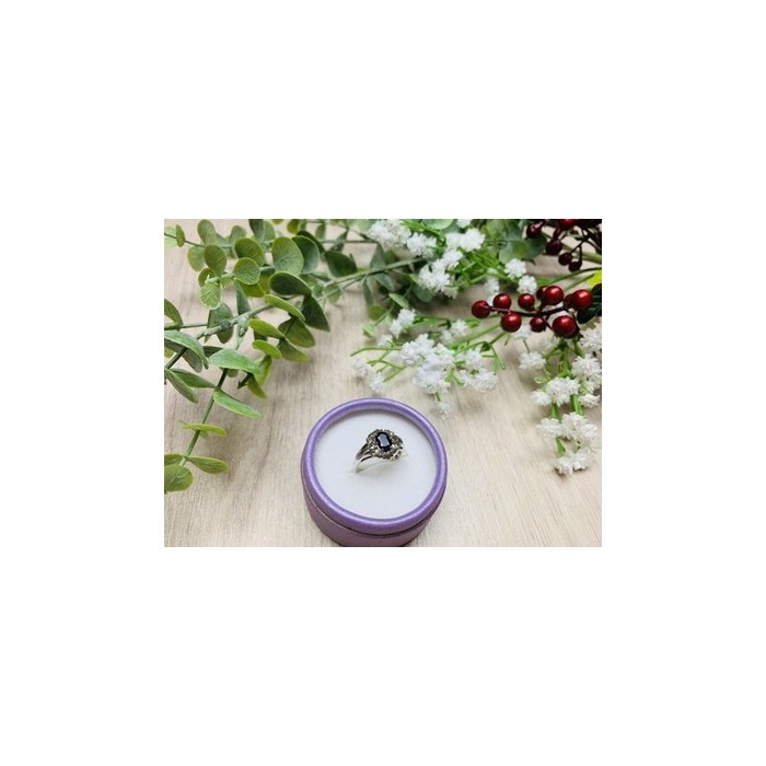 925 Sterling Silver Black Spinel Ring Size 6.5