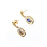 14K YELLOW GOLD MOONSTONE & DIAMONDS EARRINGS