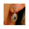 14K YELLOW GOLD MOONSTONE & DIAMONDS EARRINGS