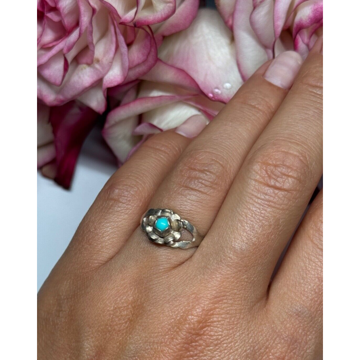 925 Sterling Silver Turquoise Ring Size 6