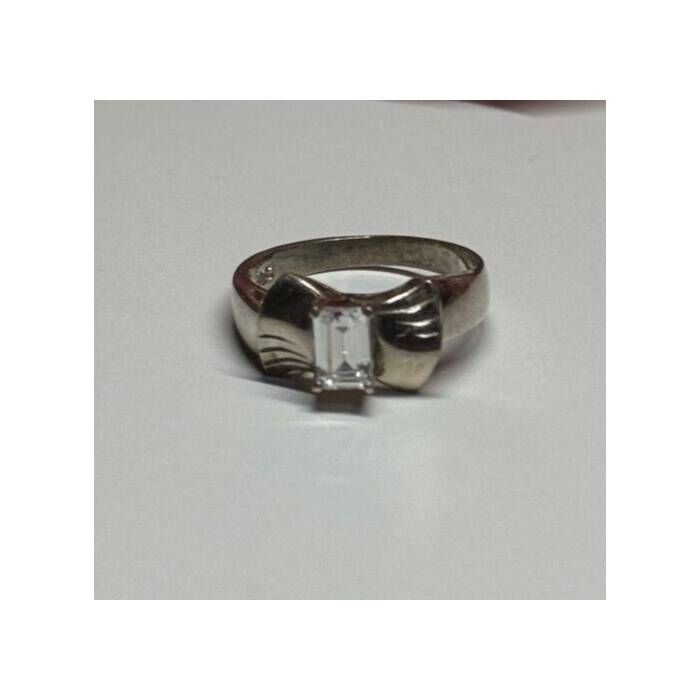 925 Sterling Silver White Topaz Ring Size 6