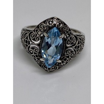 925 Sterling Silver Ring With Topaz Size 6.75