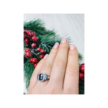 925 Sterling Silver Aquamarines Ring Size 7